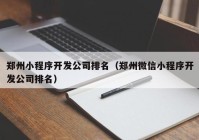 郑州小程序开发公司排名（郑州微信小程序开发公司排名）