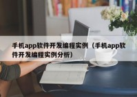 手机app软件开发编程实例（手机app软件开发编程实例分析）