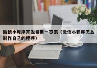 微信小程序开发费用一览表（微信小程序怎么制作自己的程序）