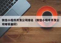 微信小程序开发公司排名（微信小程序开发公司哪家最好）