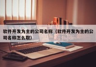 软件开发为主的公司名称（软件开发为主的公司名称怎么取）