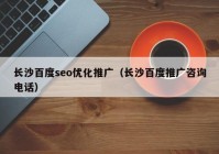 长沙百度seo优化推广（长沙百度推广咨询电话）